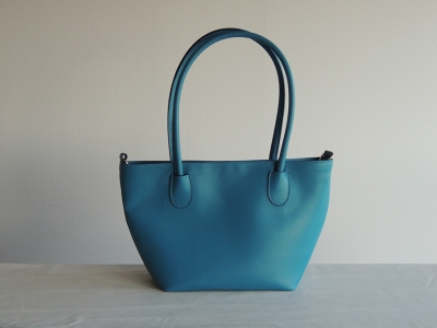 shopping bag in pelle color azzurro - borsetta in pelle